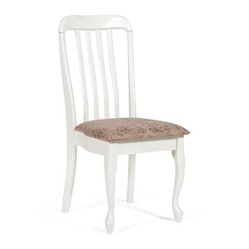 Фотография товара: Стул Palermo/Палермо ( PM-SC2 ) дерево гевея, 44х55х97см, ivory white (слоновая кость 2-5), ткань античный коричневый 004-3