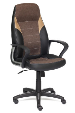Фотография товара: Кресло INTER кож/зам/ткань, черный/коричневый/бронзовый, 36-6/3М7-147/21