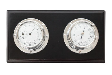 Термометр/барометр Secret De Maison ( mod. 37811 ) латунь/дерево манго, 28*15*6см, никель/черный