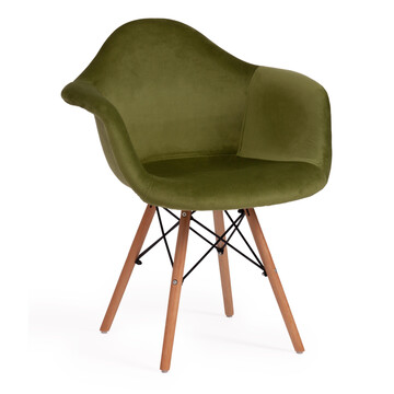 Фотография товара: Кресло Синди Софт Имс/Cindy Soft Eames (мод.101)/1 шт. в упаковке дерево бук/металл/мягкое сиденье/ткань, 61х60х80см, зеленый/натуральный