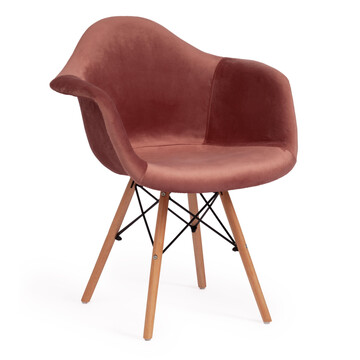 Фотография товара: Кресло Синди Софт Имс/Cindy Soft Eames (мод.101)/1 шт. в упаковке дерево бук/металл/мягкое сиденье/ткань, 61х60х80см, коралловый/натуральный