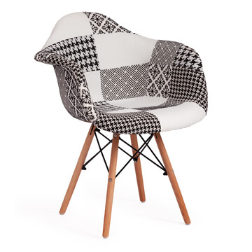 Фотография товара: Кресло Синди Софт Имс/Cindy Soft Eames (мод.101)/1 шт. в упаковке дерево бук/металл/мягкое сиденье/ткань, 61х60х80см, черный/белый
