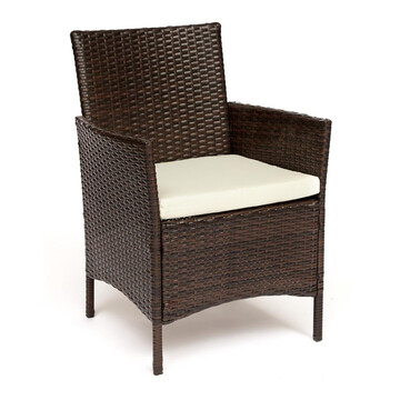 Фотография товара: Стул (мод. 210036) пластиковый ротанг, коричневый, ткань: DB-02 бежевый