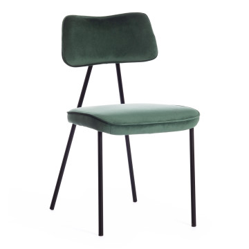 Фотография товара: Стул SILVIA (mod. 0139124) / 1 шт. в упаковке металл/вельвет, 46,5х59х82,5 см, изумрудный S108 (CYAN 94)/черный