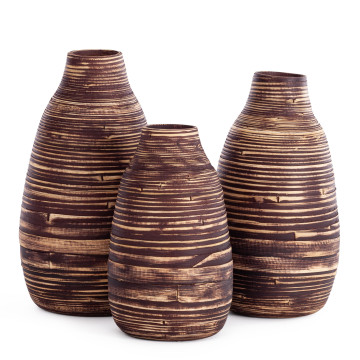 Набор ваз Secret De Maison VENCH ( mod. LS-0184 ) бамбук,  23 х 23 х 41 см , 20 х 20 х 36 см, 18 х 18 х 31 с, коричневый/бежевый