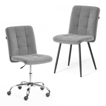 Фотография товара: Комплект кресло + стул Medeo LT, флок , серый/черный, 29, 45х56х89 см