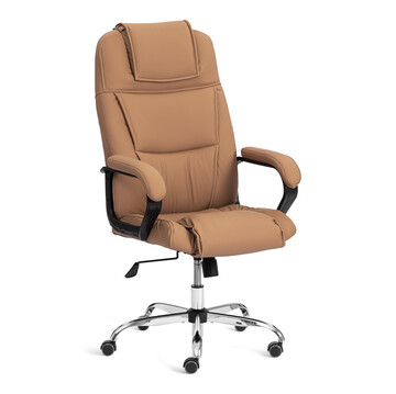 Фотография товара: Кресло Бергамо/Bergamo хром (22) кож/зам, св.-коричневый, 13