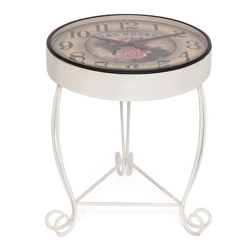 Фотография товара: Стол-часы Secret De Maison ROSETTA (мод. IT-001) металл, D48хВ58, butter white (слоновая кость), рисунок "Роза"