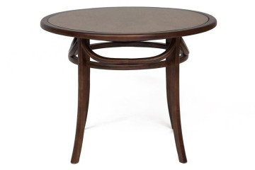 Стол THONET (mod.T9032-100) дерево береза/стекло, диаметр 100 см, высота 76  см, Темный Орех